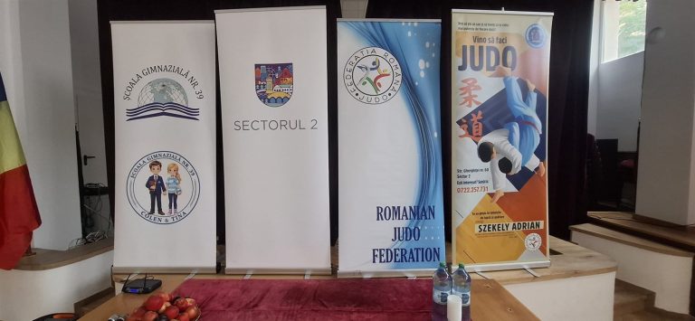 Camera de hotel sau coworking, când lucrezi două zile din tren Bannerele Federatiei Romane de Judo, Sectorului 2 si Scolii Gimnaziale nr. 39
